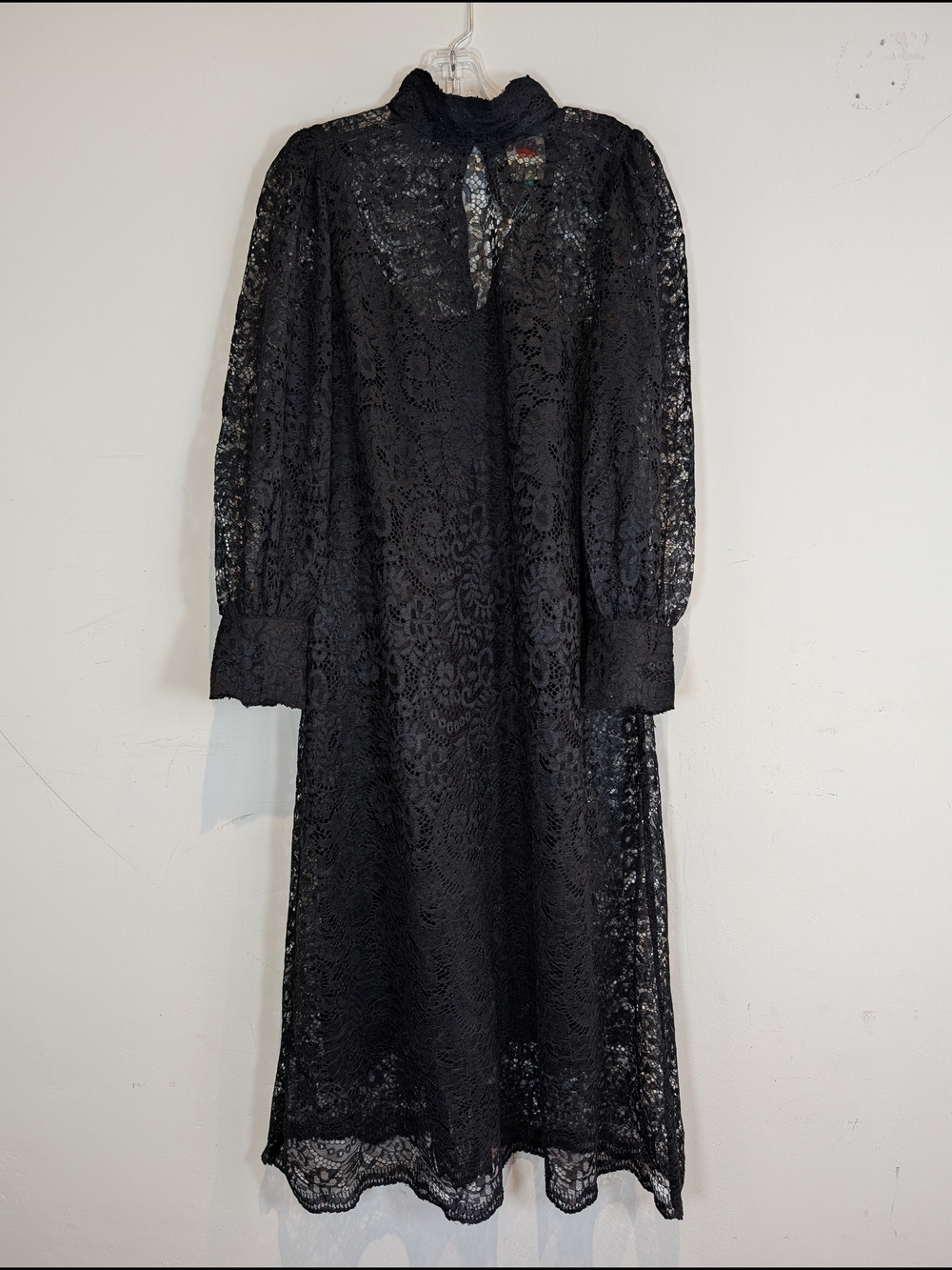 FARM Rio Black Lace Midi Dress